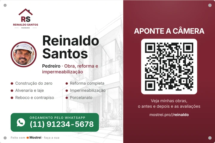 Arte da placa de obra com QR Code